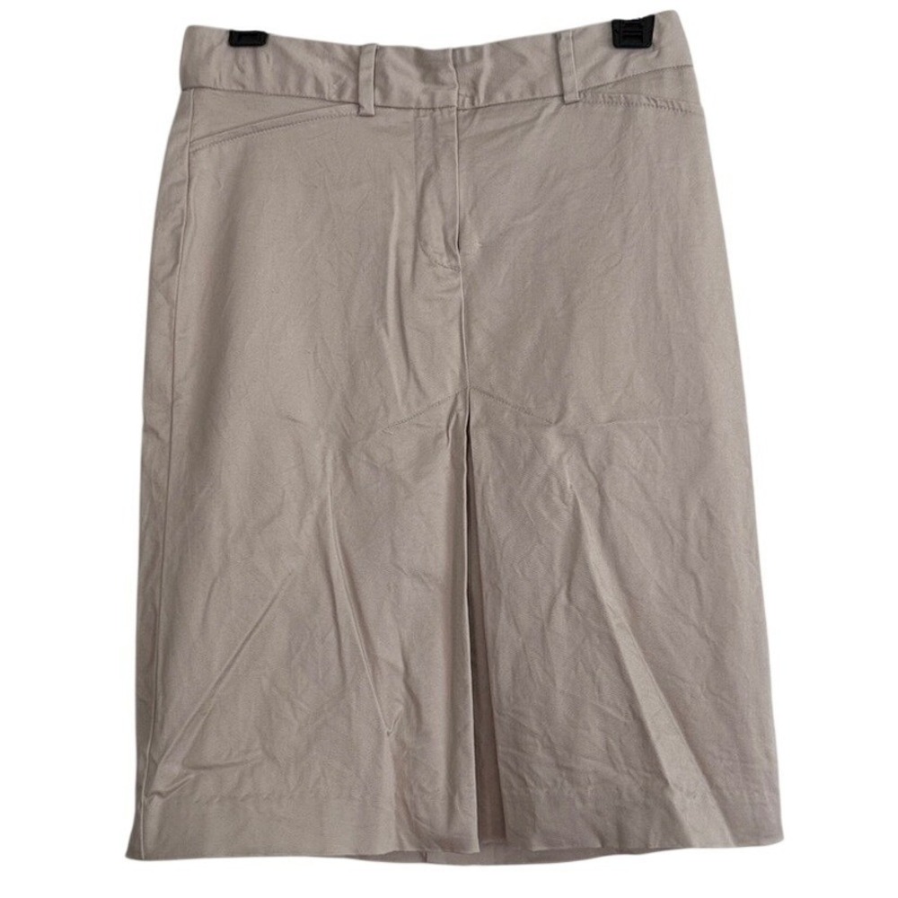 Zara Khaki Tan Cotton Twill Utility Skirt Adjustable Waist Tabs Pockets XS